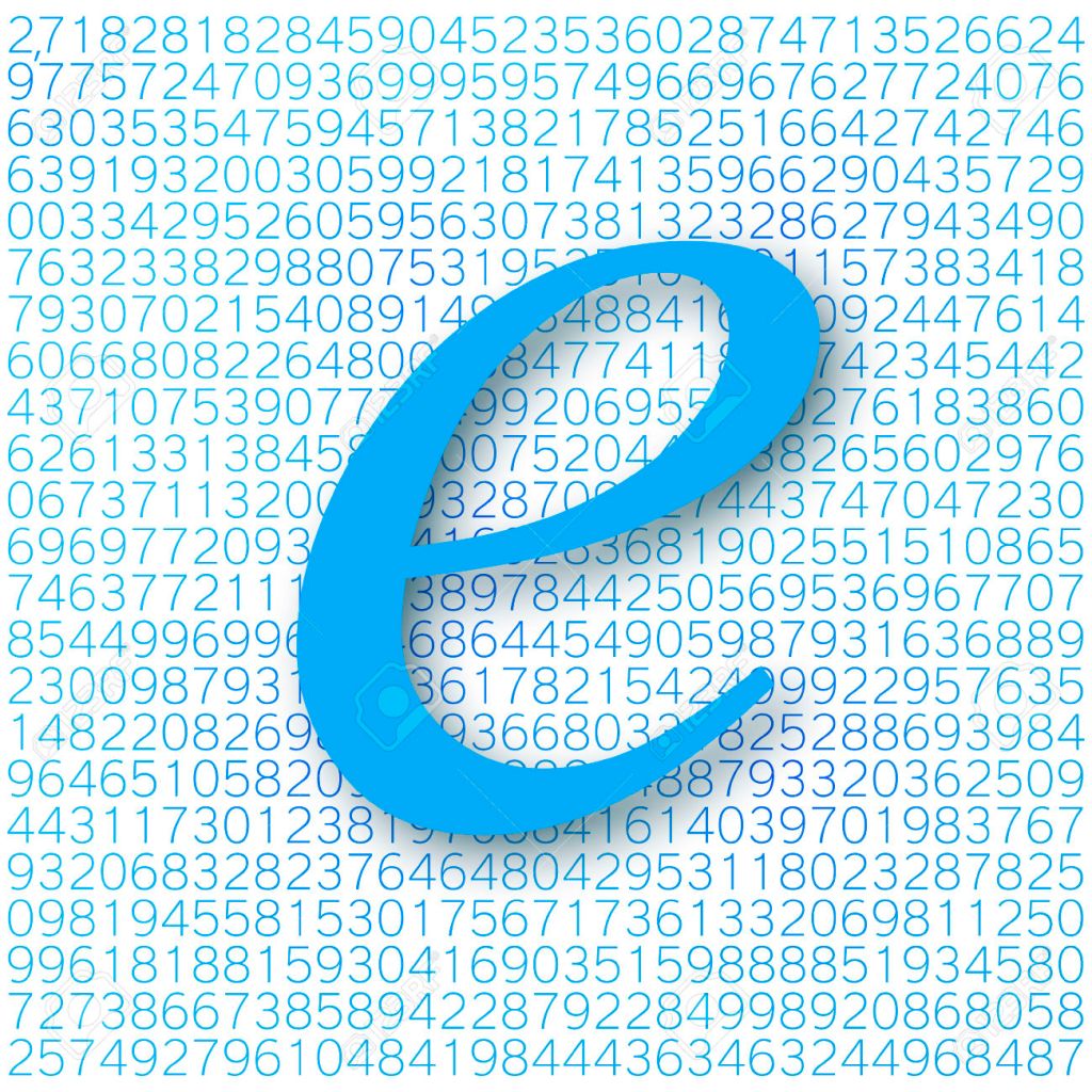 Euler’s number with a shadow on a digital background. Mathematical ...